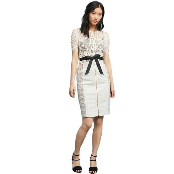 Anthropologie Carissima Sheath Beguile by Byron Lars Ivory No SASH - Picture 1 of 8